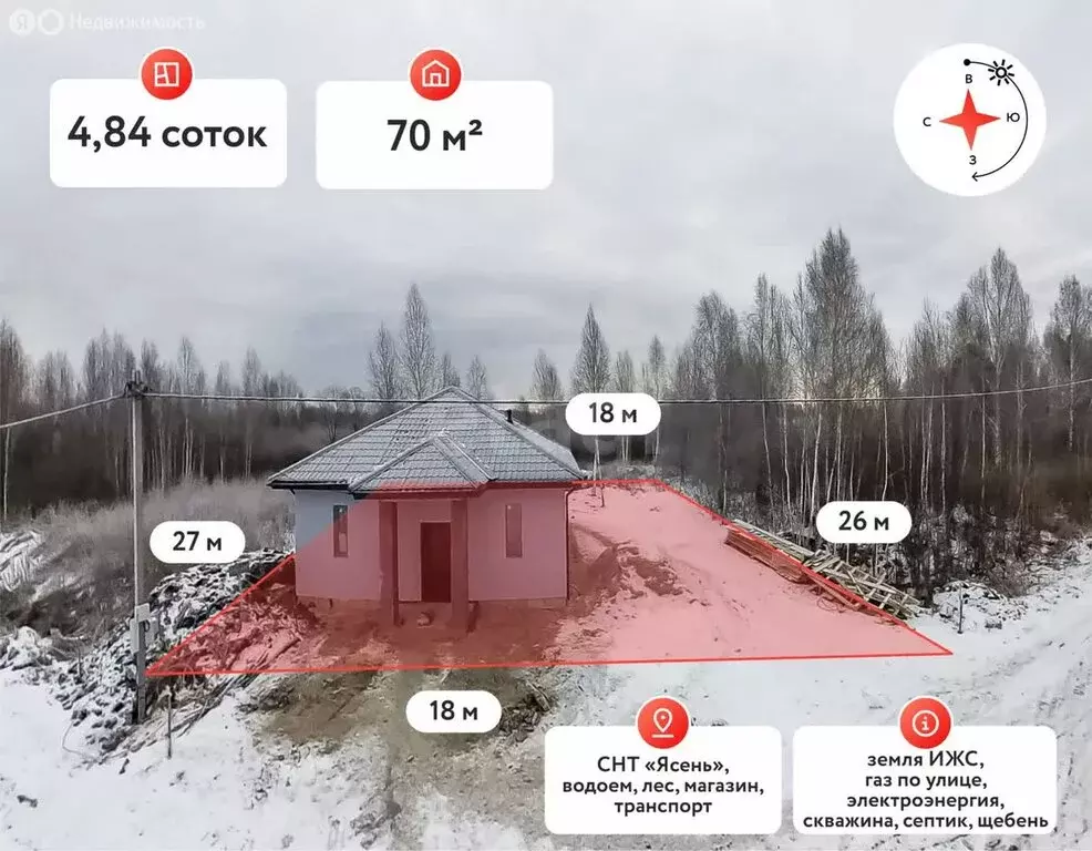 Дом в Тюмень, садовое товарищество Ясень, Четвёртая улица (70 м) - Фото 0