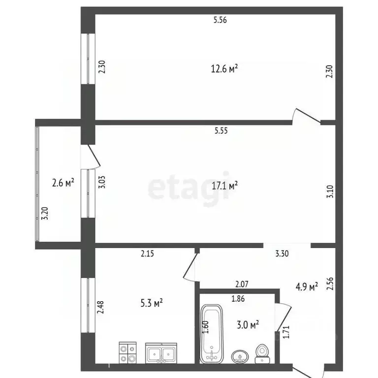 2-к кв. Башкортостан, Стерлитамак ул. Нахимова, 2А (42.9 м) - Фото 2