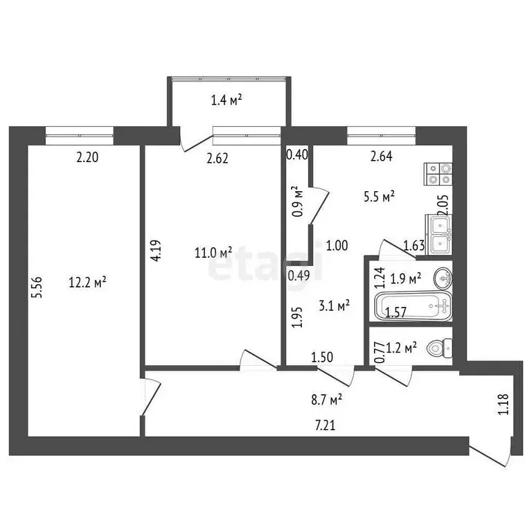 2-комнатная квартира: Ломоносов, улица Победы, 2 (44.5 м) - Фото 0
