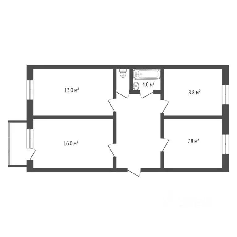 3-к кв. Тюменская область, Тюмень ул. Боровская, 2Б (60.0 м) - Фото 2