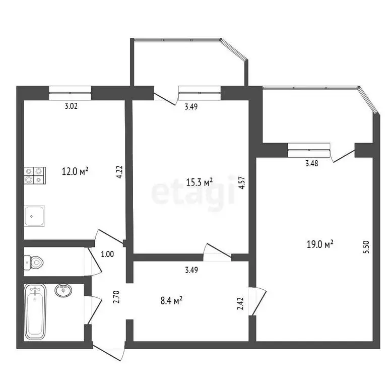 2-комнатная квартира: Тюмень, Широтная улица, 136к3 (64.2 м) - Фото 0