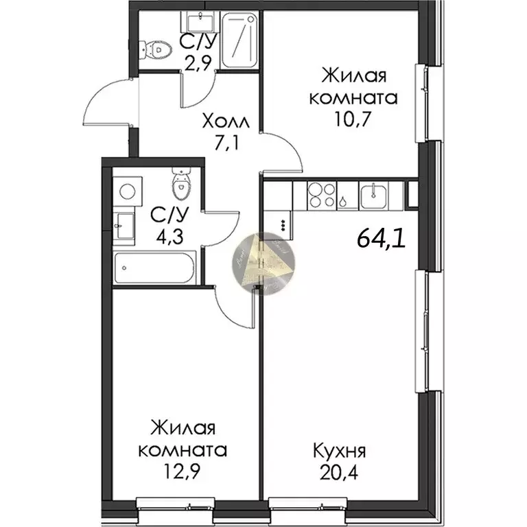 2-комнатная квартира: Санкт-Петербург, Галерный проезд, 1к2 (64.1 м) - Фото 1