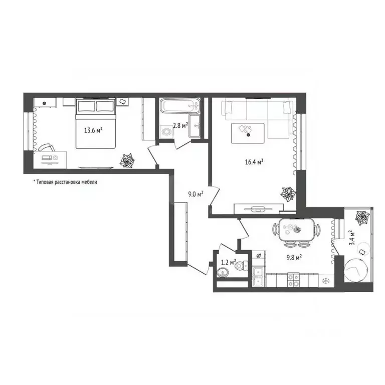 2-к кв. Московская область, Одинцово ул. Сколковская, 3А (53.7 м) - Фото 1