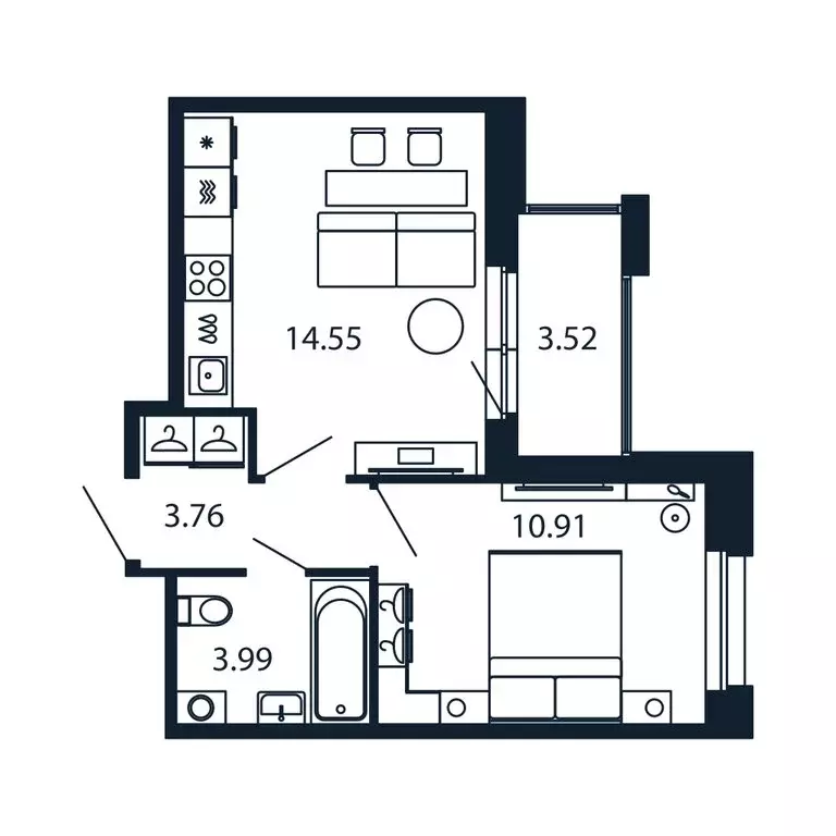 1-комнатная квартира: Новоселье, Центральная улица, 30к1 (32.8 м) - Фото 1