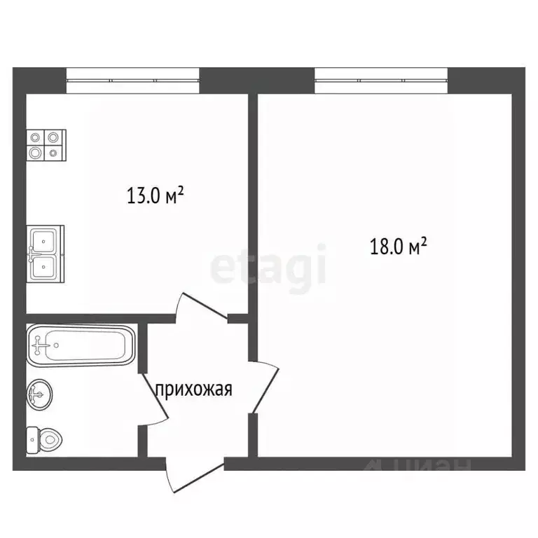 1-к кв. Челябинская область, Челябинск ул. Молодогвардейцев, 47А (37.1 ... - Фото 2