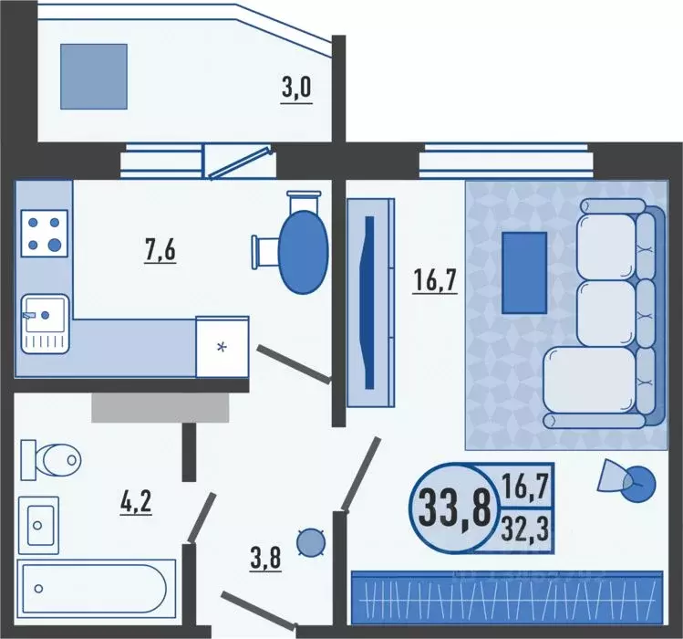 1-к кв. Орловская область, Орловский район, д. Образцово ул. Николая ... - Фото 1