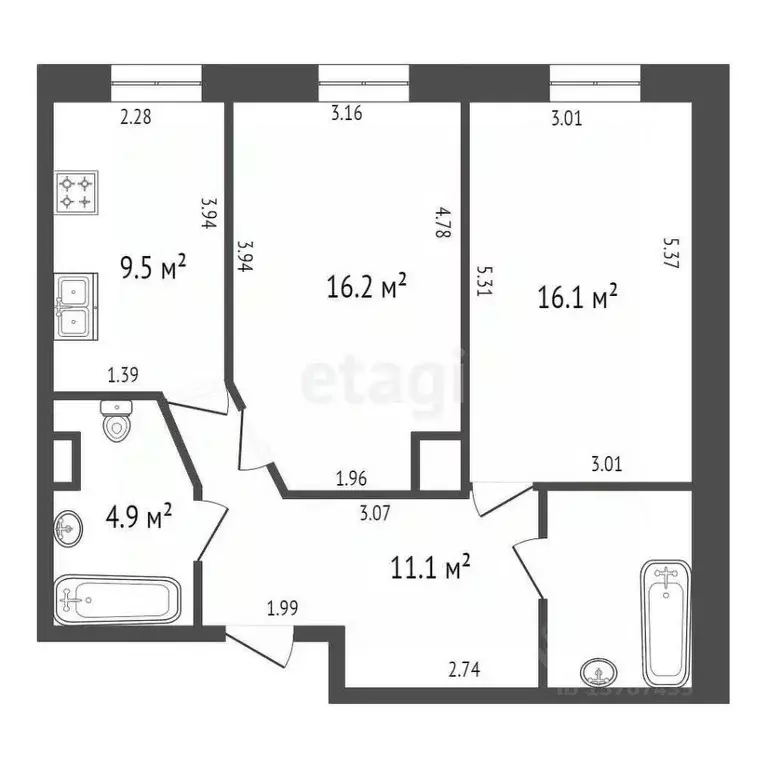 2-к кв. Санкт-Петербург Учительская ул., 18к1 (62.5 м) - Фото 1