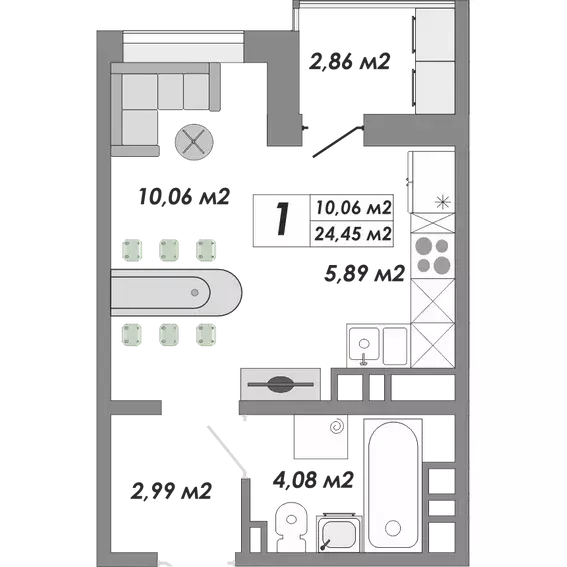 Продаётся квартира-студия, 24.89 м - Фото 1