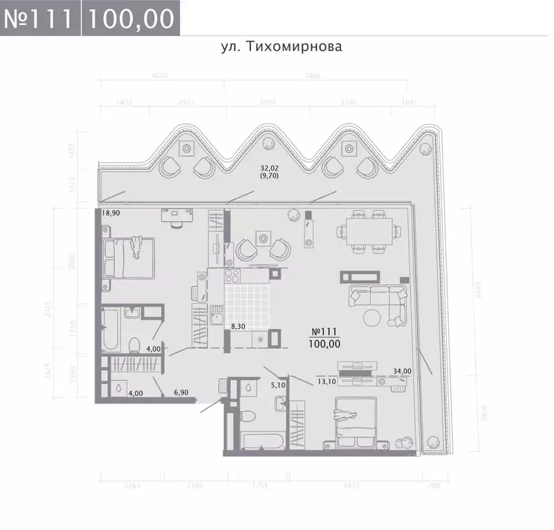 3-к кв. Татарстан, Казань ул. Волкова (104.0 м) - Фото 0