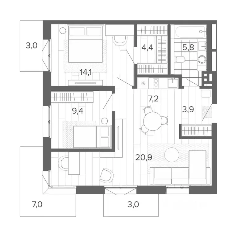 3-к кв. Алтайский край, Барнаул тракт Змеиногорский, 35Б (78.7 м) - Фото 0