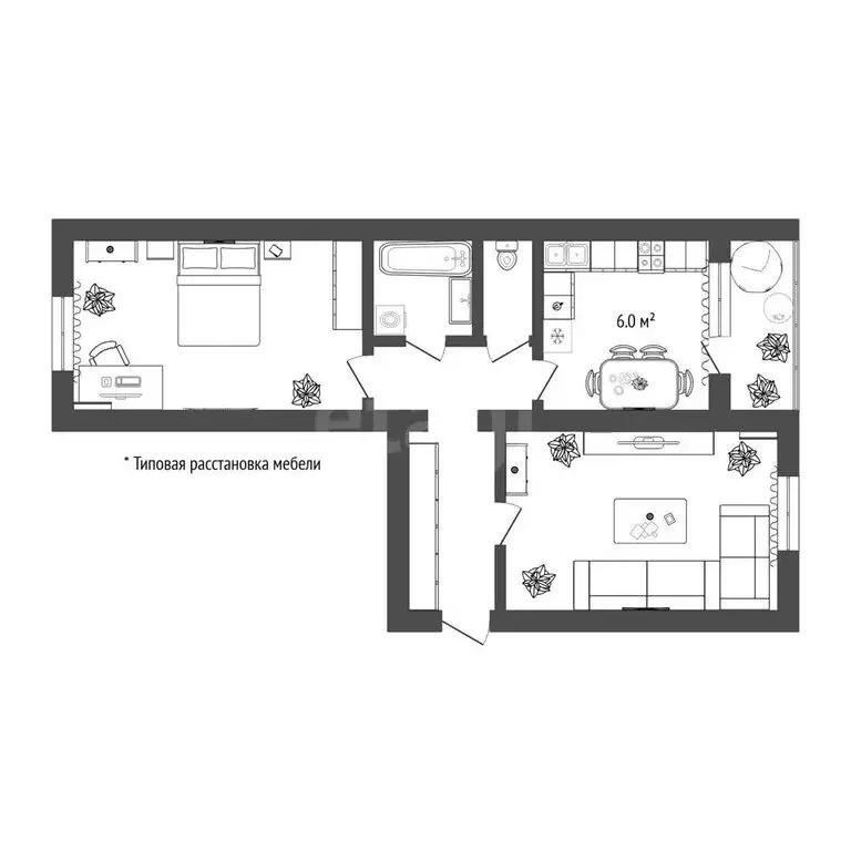2-комнатная квартира: Тюмень, улица Коммунаров, 26 (46.9 м) - Фото 1