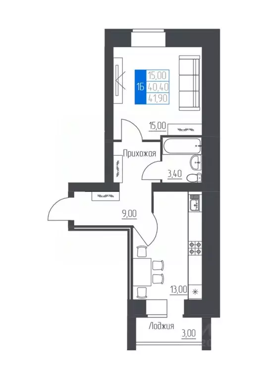 1-к кв. Башкортостан, Октябрьский просп. Ленина, 84 (41.9 м) - Фото 1