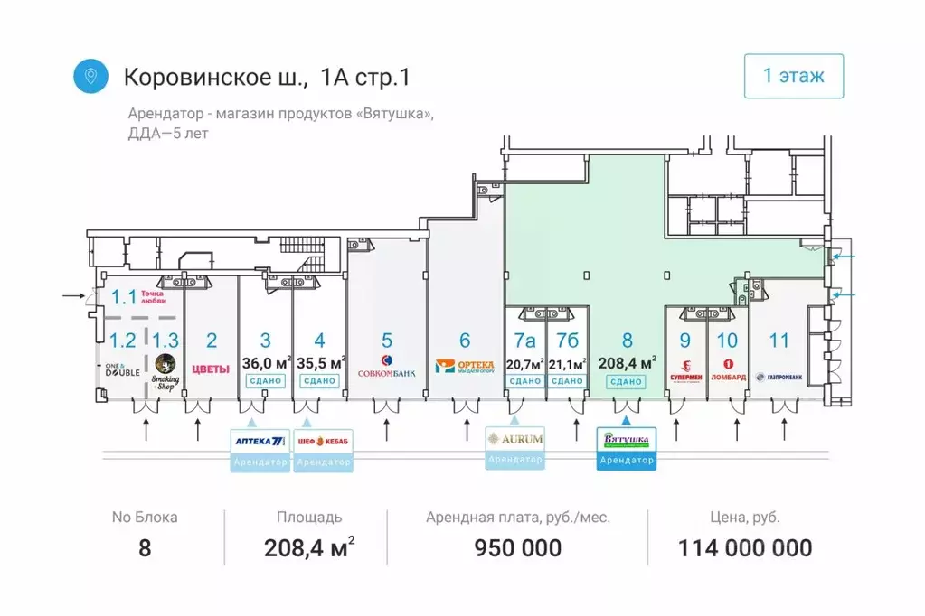 Торговая площадь в Москва Коровинское ш., 1АС2 (208 м) - Фото 1