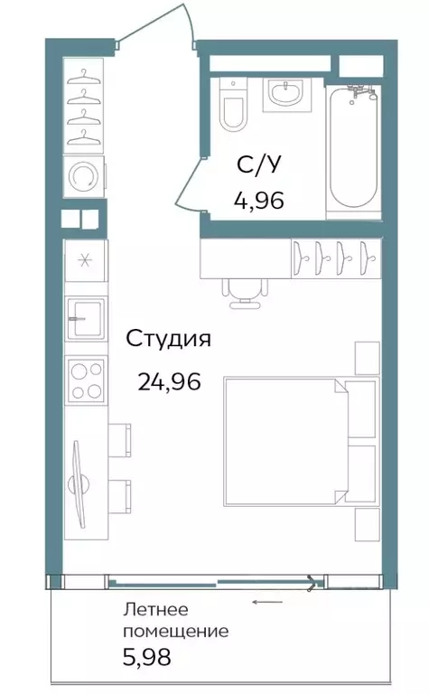 Студия Крым, Саки ул. Морская (35.9 м) - Фото 0