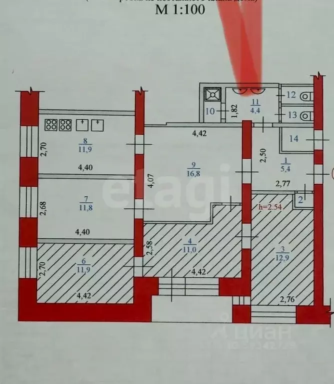 Комната Архангельская область, Новодвинск Двинская ул., 38к1 (91.6 м) - Фото 0