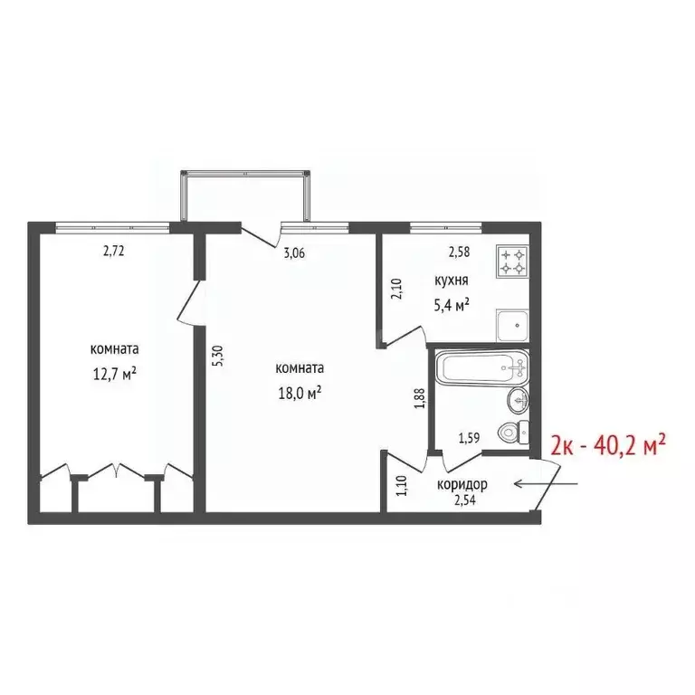 2-к кв. Свердловская область, Екатеринбург ул. Титова, 40 (40.2 м) - Фото 2