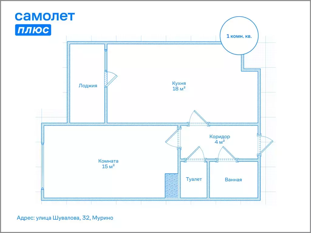 1-комнатная квартира: Мурино, улица Шувалова, 32 (42 м) - Фото 1