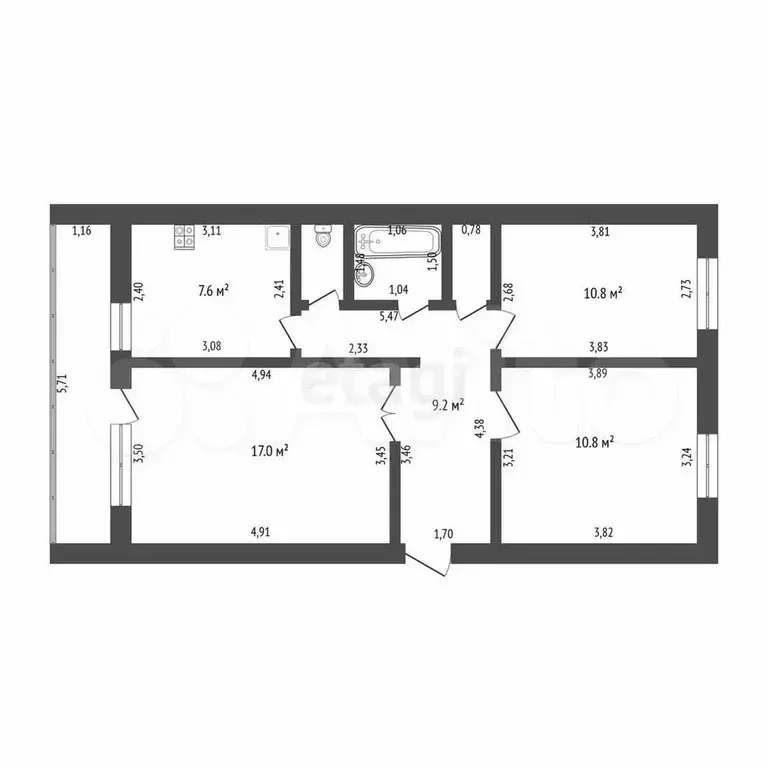 3-к. квартира, 64,9 м, 5/5 эт. - Фото 0