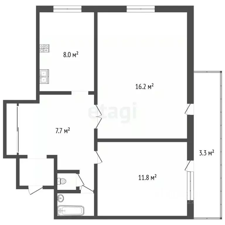2-к кв. Башкортостан, Стерлитамак ул. Карла Маркса, 149А (51.0 м) - Фото 2