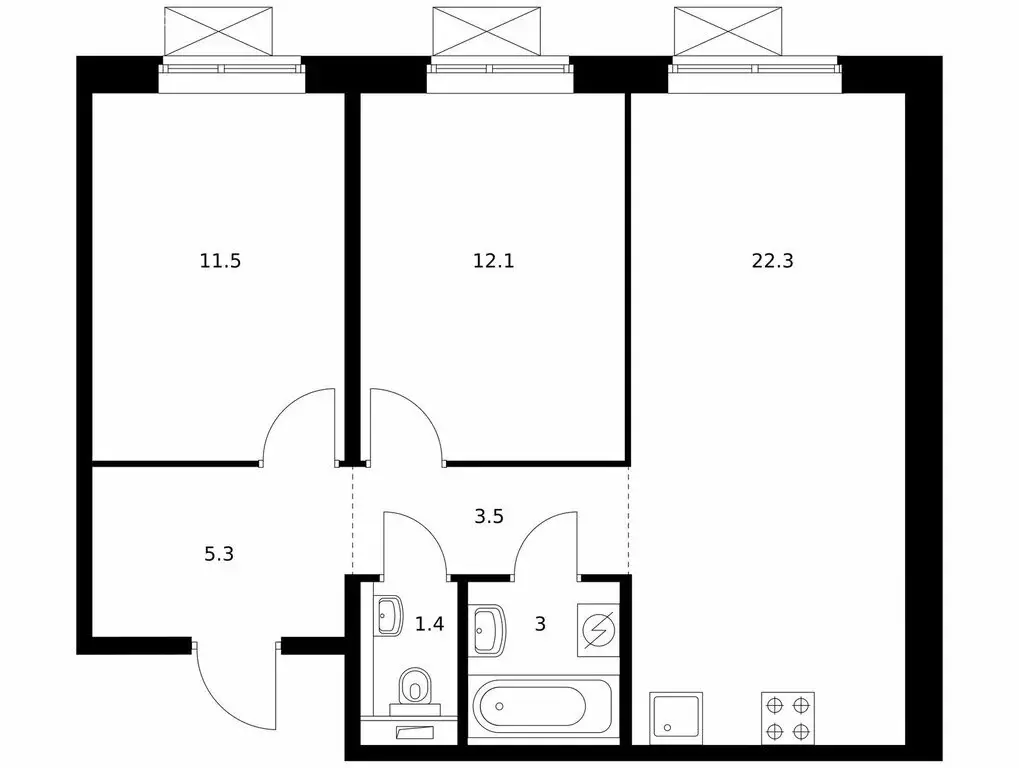 2-комнатная квартира: посёлок городского типа Боброво, ЖК Восточное ... - Фото 1