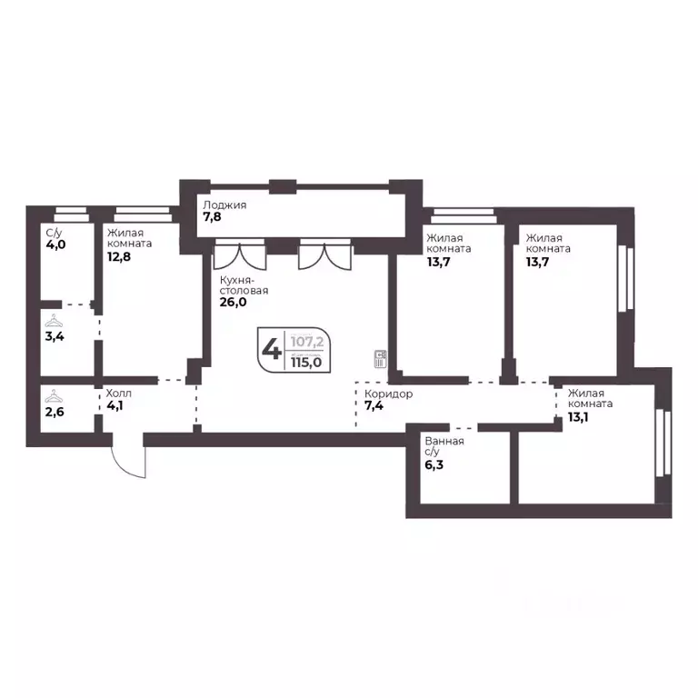 4-к кв. Челябинская область, Сосновский муниципальный округ, пос. ... - Фото 1