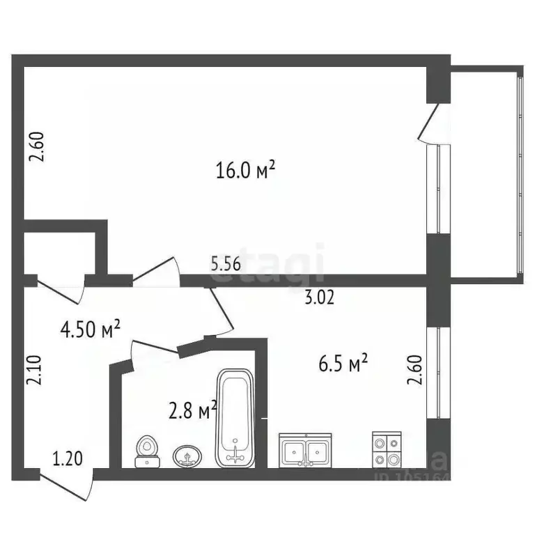 1-к кв. Крым, Кировский район, с. Льговское ул. Маяковского, 22 (30.1 ... - Фото 1
