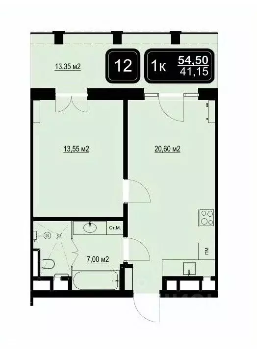 1-к кв. Краснодарский край, Анапа Пионерский просп. (54.5 м) - Фото 1