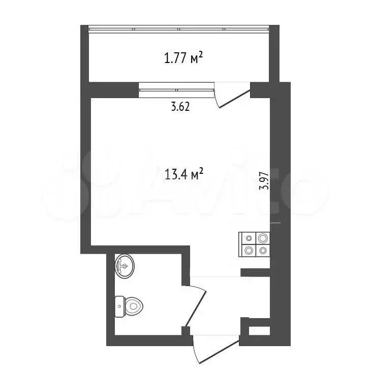 Квартира-студия, 18,4 м, 7/8 эт. - Фото 0