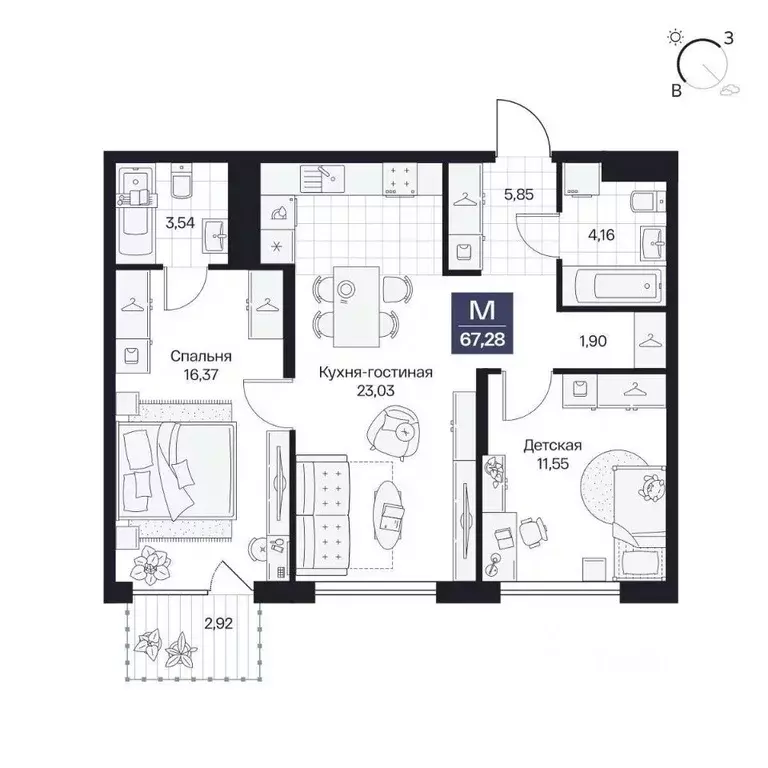 2-к кв. Волгоградская область, Волгоград просп. Имени В.И. Ленина, 59Г ... - Фото 1