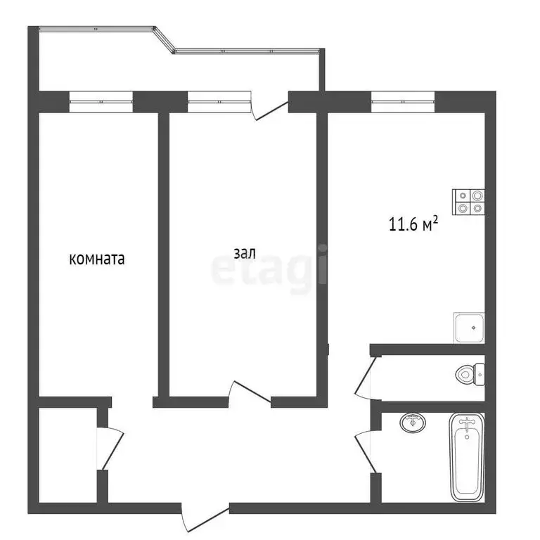 2-комнатная квартира: Абакан, улица Авиаторов, 4 (62 м) - Фото 0