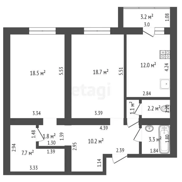 2-комнатная квартира: Самара, улица Карбышева, 71 (75.5 м) - Фото 0