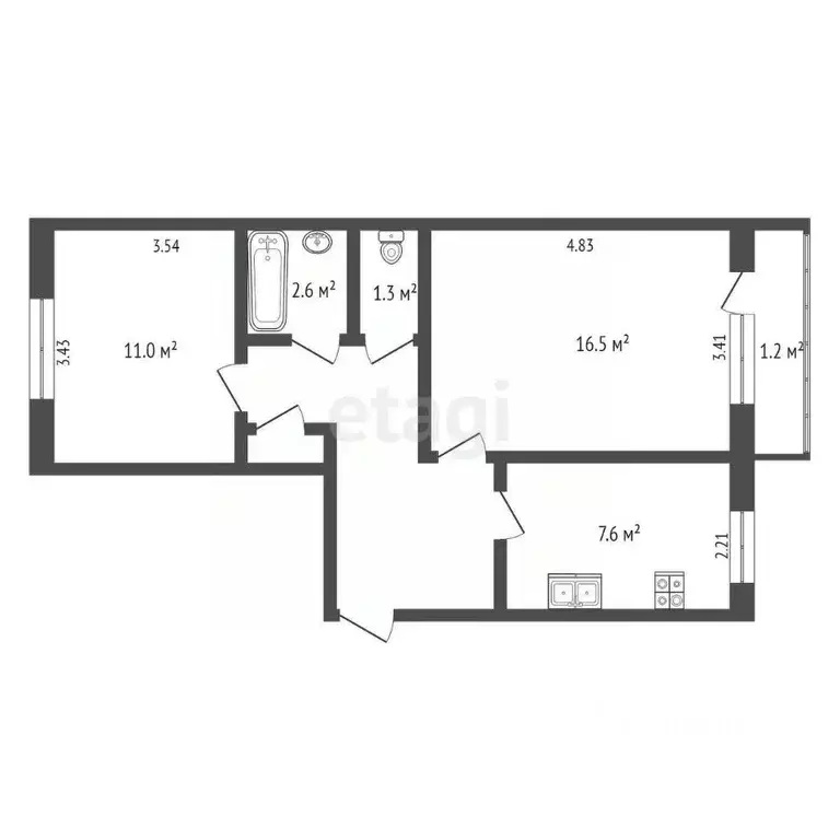 2-к кв. Новгородская область, Боровичи Сушанская ул., 21 (48.3 м) - Фото 1