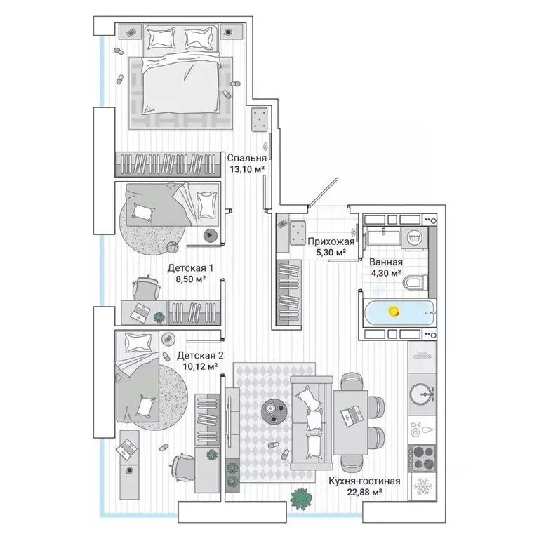 3-к кв. Приморский край, Владивосток ул. Нейбута (65.6 м) - Фото 1