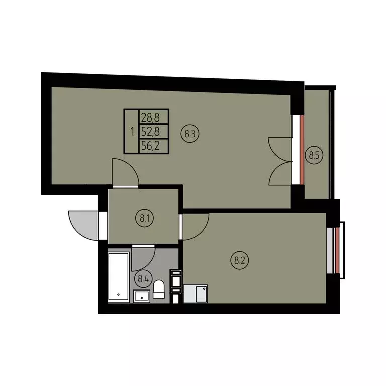 1-комнатная квартира: Лесное, КА Отрада Resort (56.2 м) - Фото 1