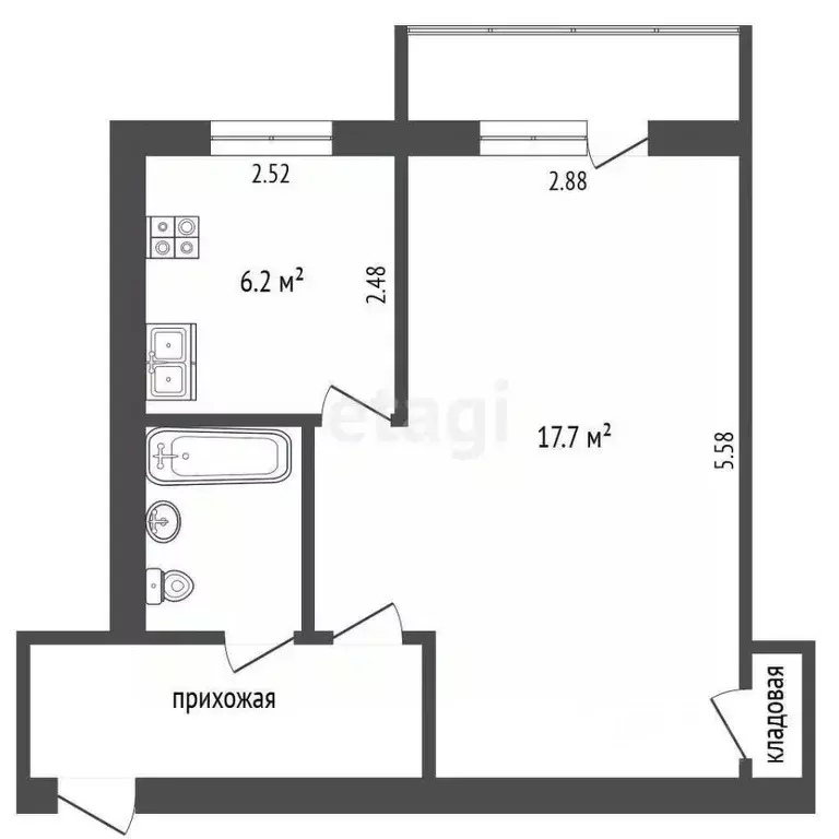 1-к кв. Вологодская область, Череповец ул. Ленина, 128 (32.1 м) - Фото 2