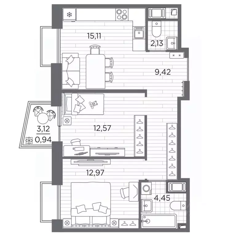 2-к кв. Санкт-Петербург Полюстровский просп., 87 (57.59 м) - Фото 1