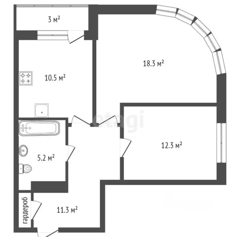 2-к кв. Красноярский край, Красноярск Октябрьская ул., 16 (57.2 м) - Фото 0