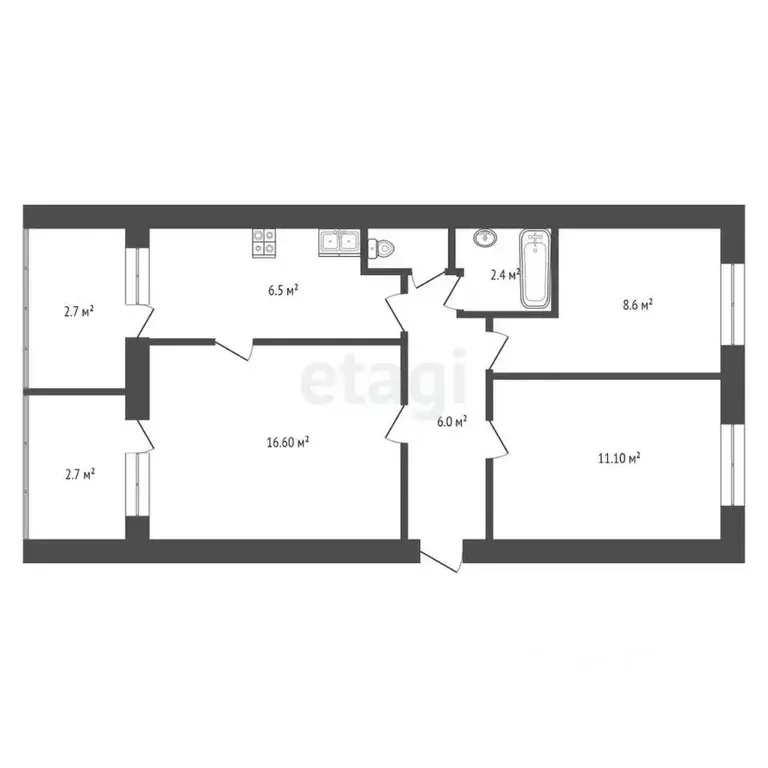 3-к кв. Крым, Феодосия ул. Дружбы, 22 (52.4 м) - Фото 2