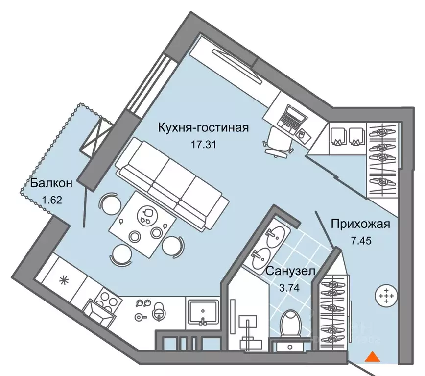 Студия Свердловская область, Екатеринбург Широкая Речка мкр, Лес жилой ... - Фото 0