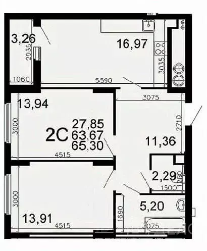 2-к кв. Рязанская область, Рязань ул. Чапаева, 61 (63.7 м) - Фото 2