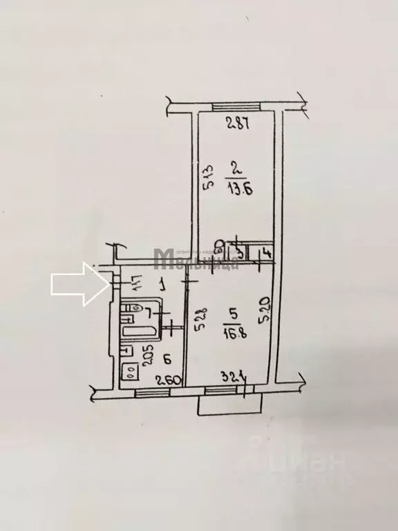 2-к кв. Волгоградская область, Волжский ул. Энгельса, 32 (44.4 м) - Фото 1