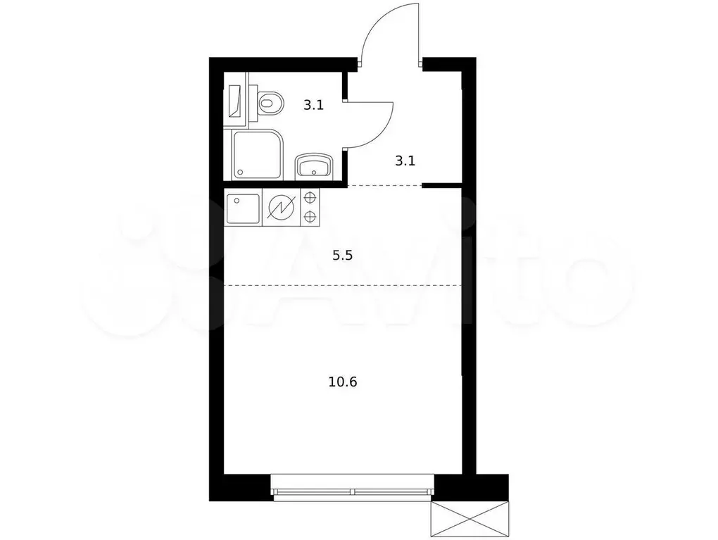 Квартира-студия, 22,3 м, 9/12 эт. - Фото 0