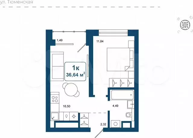 1-к. квартира, 36,6 м, 11/17 эт. - Фото 0