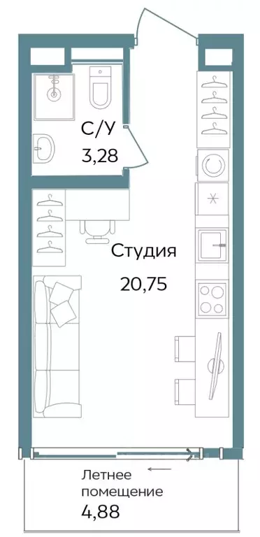 Студия Крым, Саки ул. Морская (28.91 м) - Фото 0