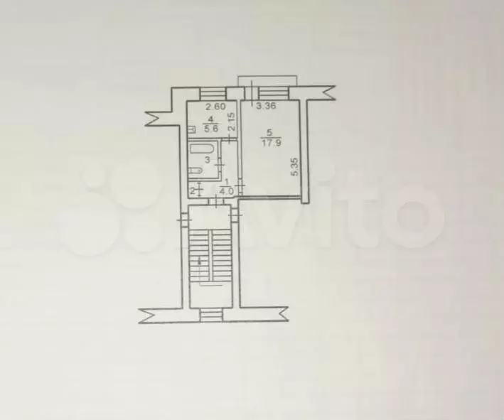 1-к. квартира, 31,6 м, 5/5 эт. - Фото 0