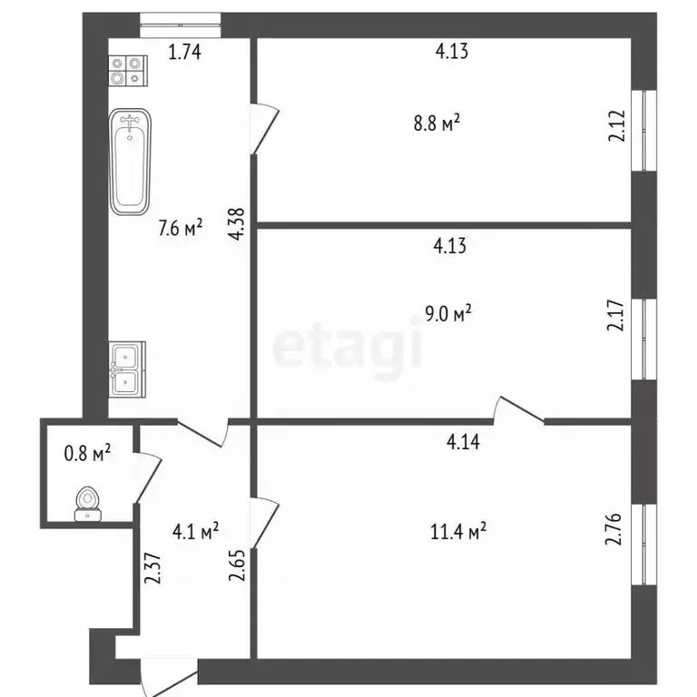 2-к кв. Санкт-Петербург Железноводская ул., 12 (41.7 м) - Фото 2