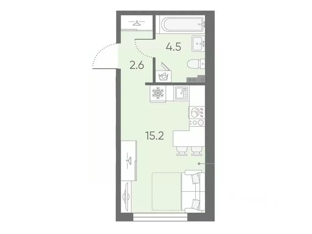 Квартира, студия, 22.5 м - Фото 1