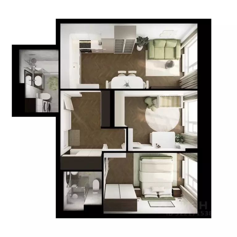 2-к кв. Бурятия, Улан-Удэ ул. Шмидта, 37А (55.73 м) - Фото 2