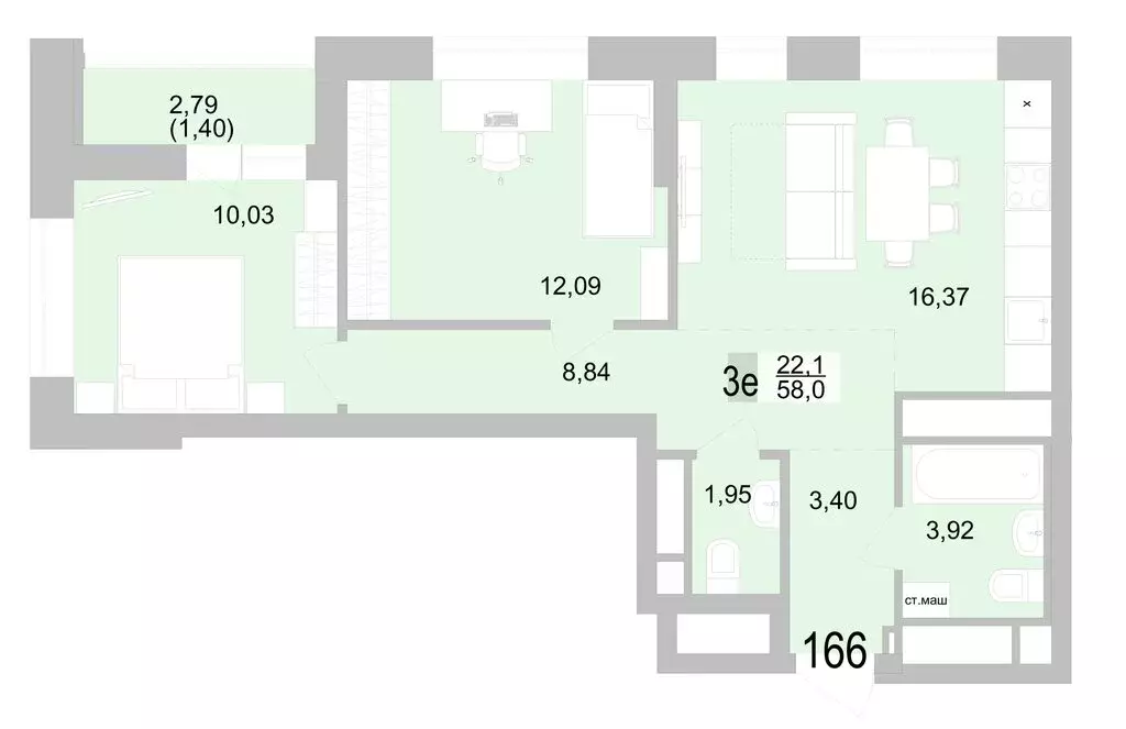 2-комнатная квартира: Екатеринбург, Черкасская улица, 5к1 (58 м) - Фото 0