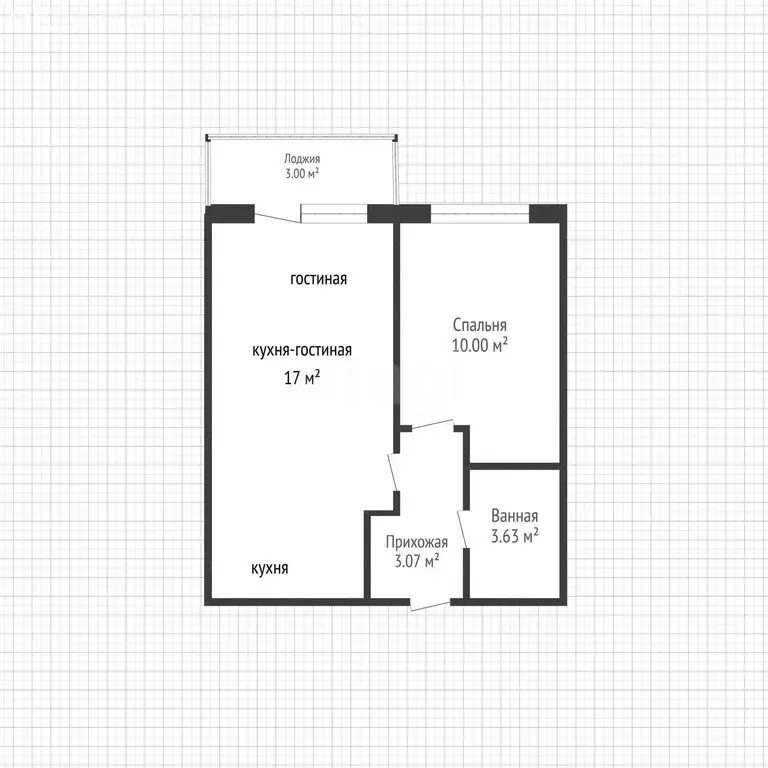 1-комнатная квартира: аул Новая Адыгея, Бжегокайская улица, 31/3к3 ... - Фото 1